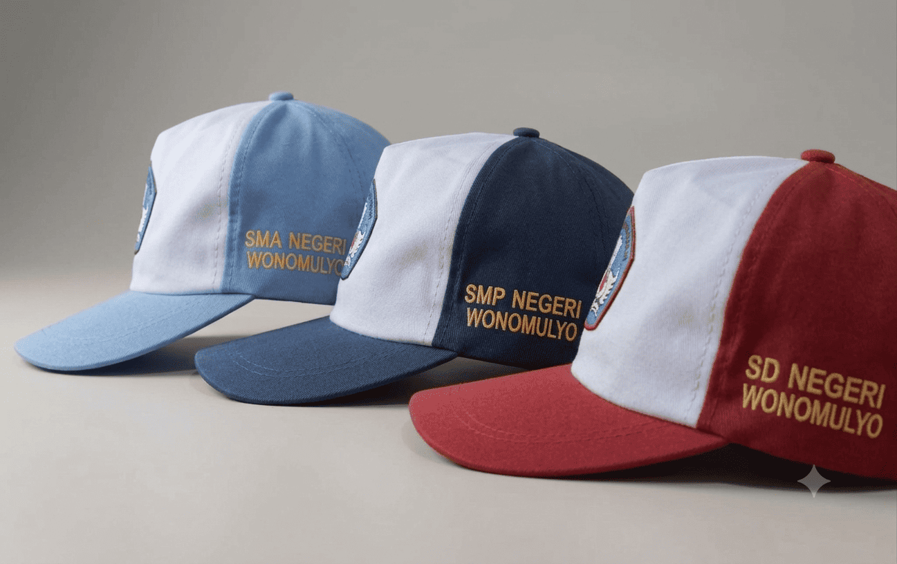 Topi sulam bordir custom — Toko Citra Pelajar Wonomulyo, Polewali Mandar